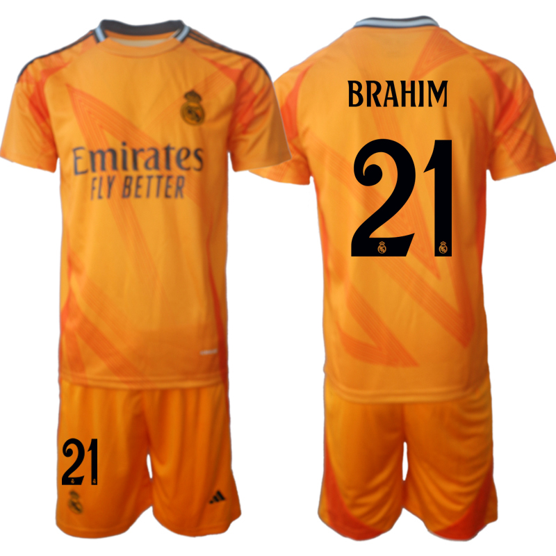 Men 2024-2025 Club Real Madrid away orange #21 Soccer Jersey->real madrid jersey->Soccer Club Jersey